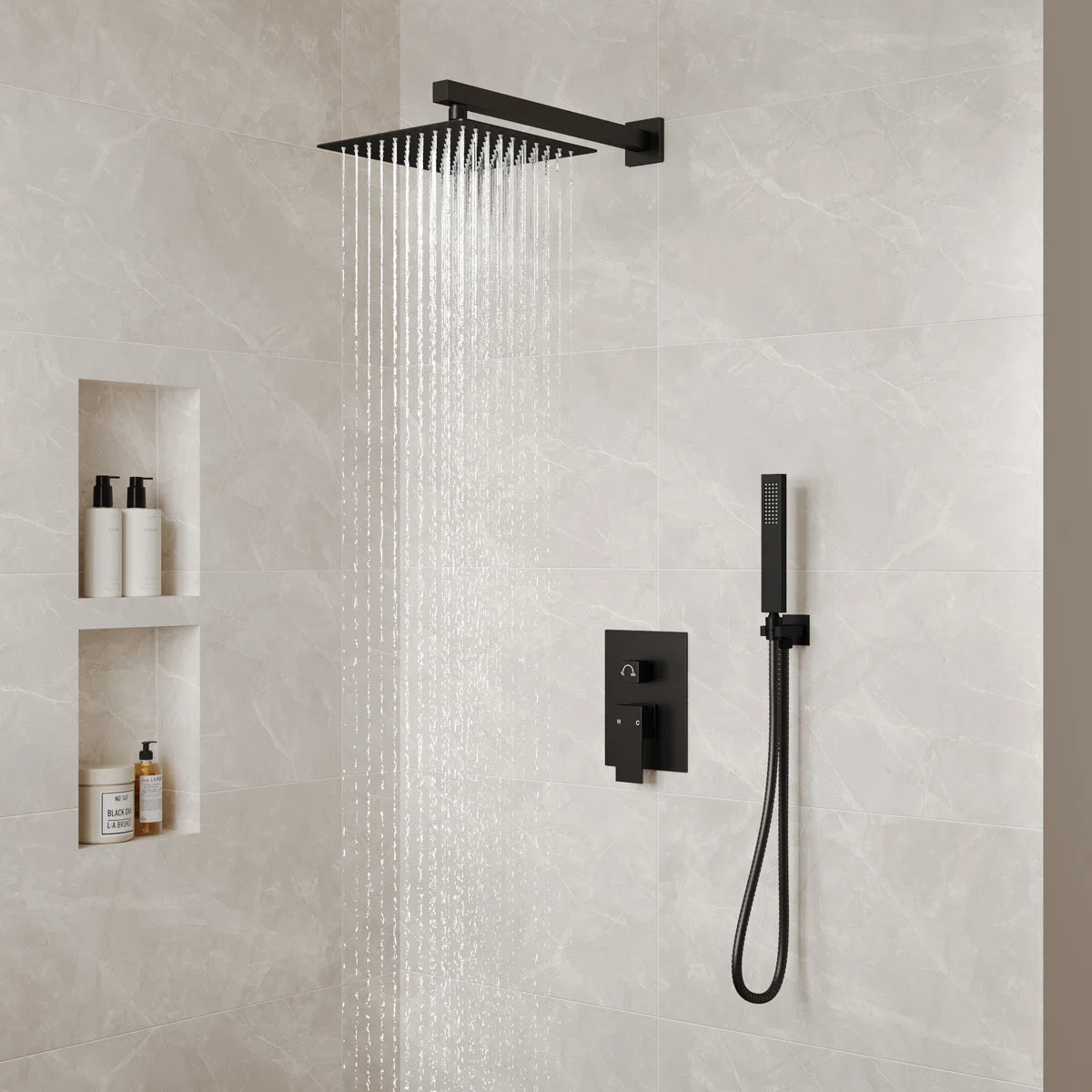 10" High Pressure Rainfall Shower System, Wall Mount Shower Faucet Set with Handheld Spray SF10-2FWM6066BK By EVERSTEIN 4.8 Rated 4.8 out of 5 stars. 836 Reviews