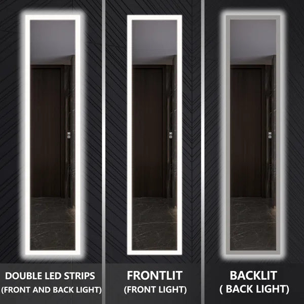 Full-Length LED Mirror Cabinet With Built-In Outlet & USB Smart Medicine Cabinet With Front&Backlit Lights Surface Mount Or Recessed