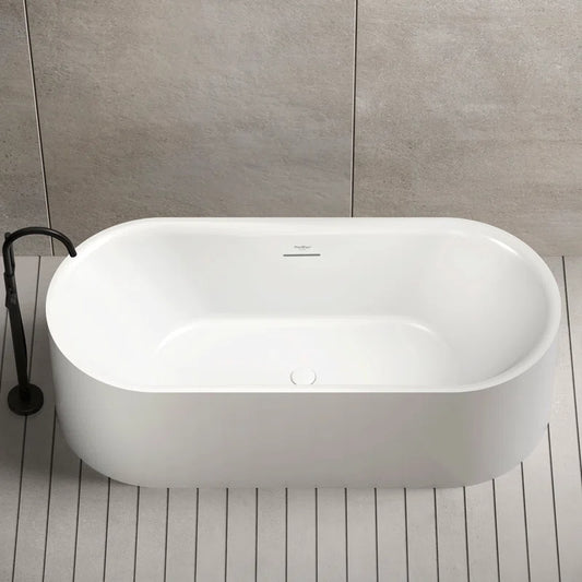 MonBlari Freestanding Soaking Acrylic Bathtub with Overflow and Pop-up Drain For Bathroom XAMB060GWMB1500
