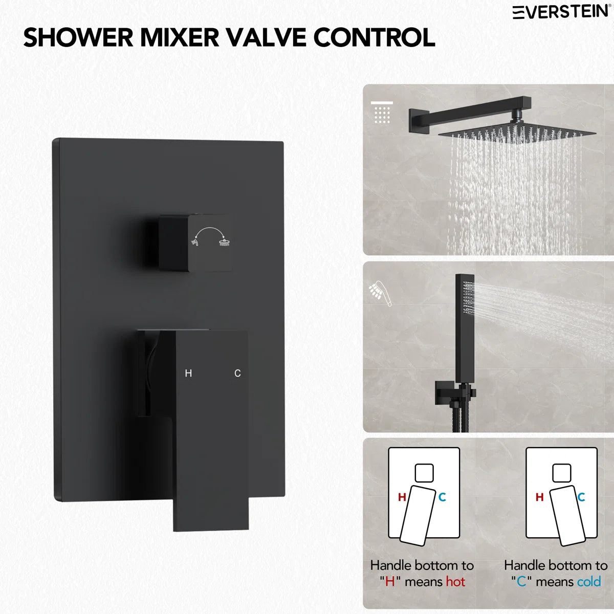10" High Pressure Rainfall Shower System, Wall Mount Shower Faucet Set with Handheld Spray SF10-2FWM6066BK By EVERSTEIN  4.8  Rated 4.8 out of 5 stars. 836 Reviews