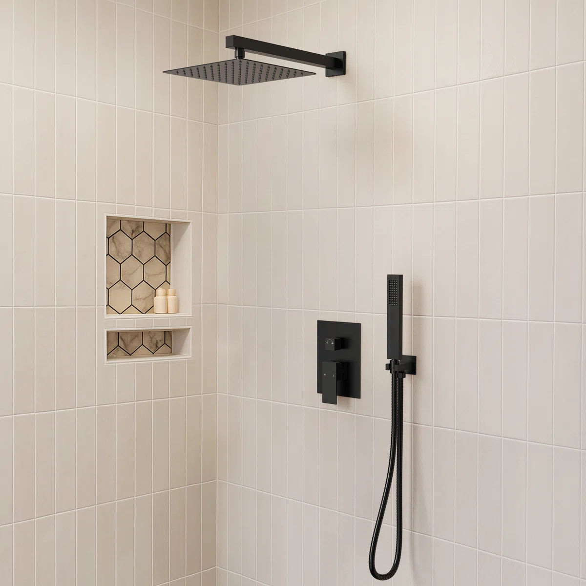 10" High Pressure Rainfall Shower System, Wall Mount Shower Faucet Set with Handheld Spray SF10-2FWM6066BK By EVERSTEIN  4.8  Rated 4.8 out of 5 stars. 836 Reviews