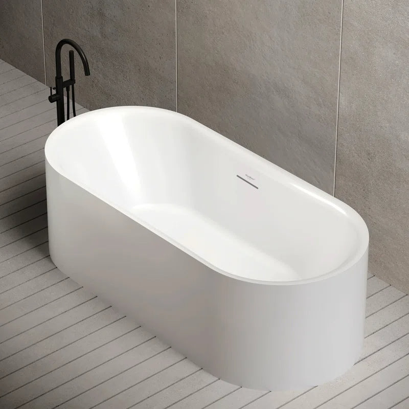 MonBlari Freestanding Soaking Acrylic Bathtub with Overflow and Pop-up Drain For Bathroom XAMB060GWMB1500