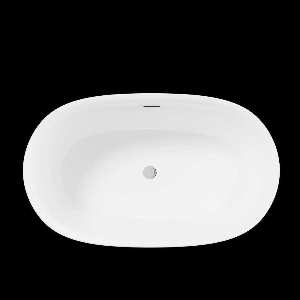 Topcobe 47" Acrylic Freestanding Bathtub-Acrylic Soaking Tubs, Oval Shape Freestanding Bathtub with Chrome Overflow and Pop-Up Drain, Bathroom Tub, Modern Bath Tubs, Freestanding Bathtubs
