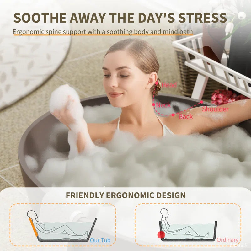 63" x 29.5" Freestanding Solid Surface Bathtub Stone Resin with Overflow and Pop-up Drain, Matte Gray 23S03-63MG