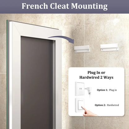 Aevar UL Certified Front & Back LED Anti-Fog Tempered Glass Bathroom/Vanity Mirror with 3-Year Warranty
