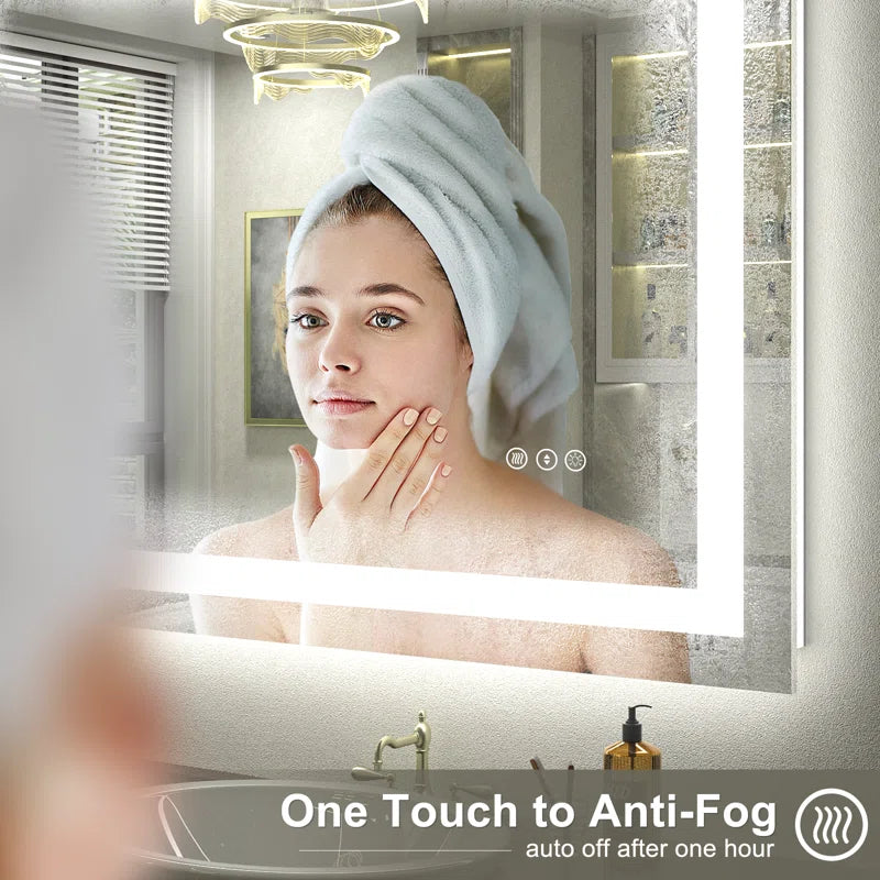 Aevar UL Certified Front & Back LED Anti-Fog Tempered Glass Bathroom/Vanity Mirror with 3-Year Warranty