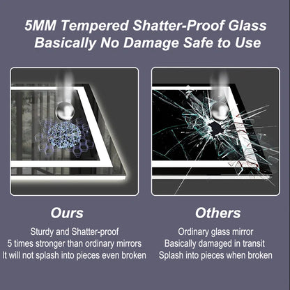 Aevar UL Certified Front & Back LED Anti-Fog Tempered Glass Bathroom/Vanity Mirror with 3-Year Warranty