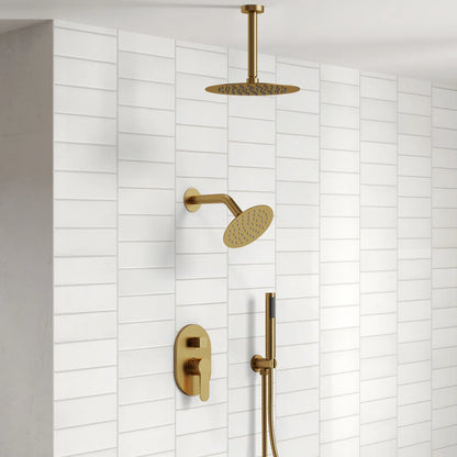 Ceiling Mount High-Pressure Rainfall Shower Faucet, Dual Showerheads System with Rough-in Valve, Handheld Shower SFS-1057-GD10 By EVERSTEIN  4.8  Rated 4.8 out of 5 stars. 83 Reviews