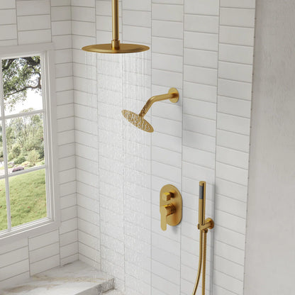 Ceiling Mount High-Pressure Rainfall Shower Faucet, Dual Showerheads System with Rough-in Valve, Handheld Shower SFS-1057-GD10 By EVERSTEIN  4.8  Rated 4.8 out of 5 stars. 83 Reviews