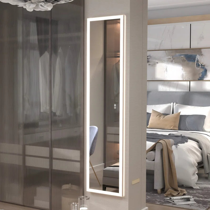 Full-Length LED Mirror Cabinet With Built-In Outlet & USB Smart Medicine Cabinet With Front&Backlit Lights Surface Mount Or Recessed