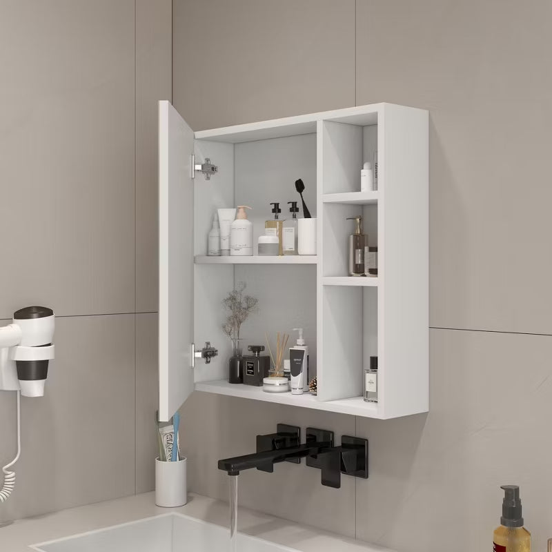 GDF Studio Tiffin 22" Wall-Mounted Medicine Cabinet /Mirror Cabinet with Storage Shelves, White