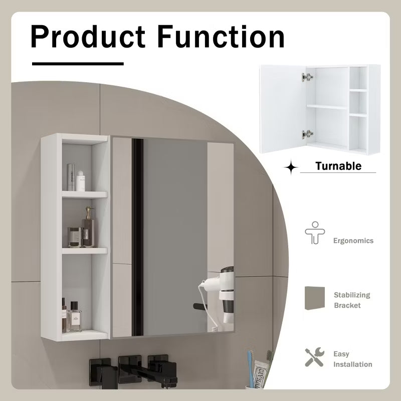 GDF Studio Tiffin 22" Wall-Mounted Medicine Cabinet /Mirror Cabinet with Storage Shelves, White