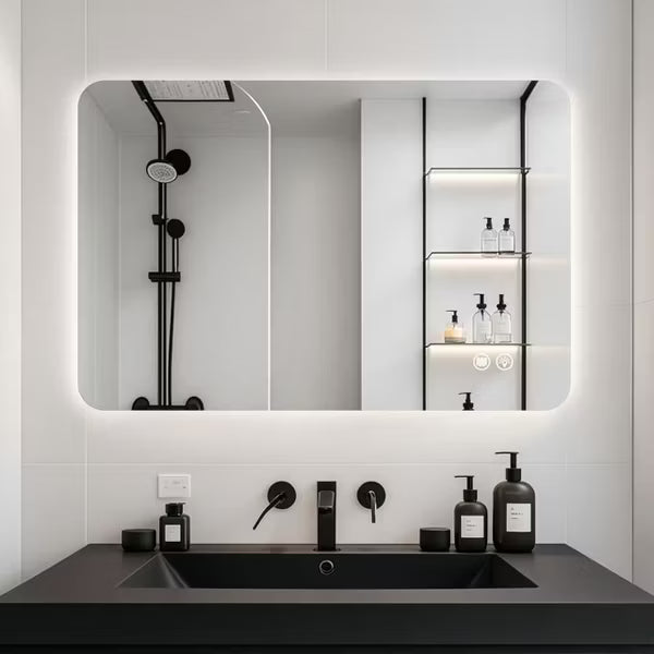 PAGED 24" x 36" Bathroom Mirror with Light, Rectangle Backligh Vanity Mirror for Bathroom, Living Room, Anti-Fog, Horizontal/Vertical, Silver
