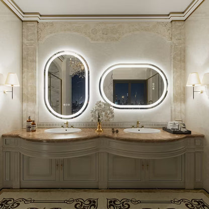 Apmir 20"x30" Arched Irregual Bathroom Vanity Mirror with 3 Colors Dimmable LED Lighted Anti-Fog Frameless UL Certified, 3-Year Warranty