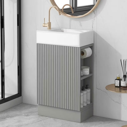 MAYEERTY 18.6" Bathroom Vanity with Sink 2-tier Shelf Left Right Orientation Gray