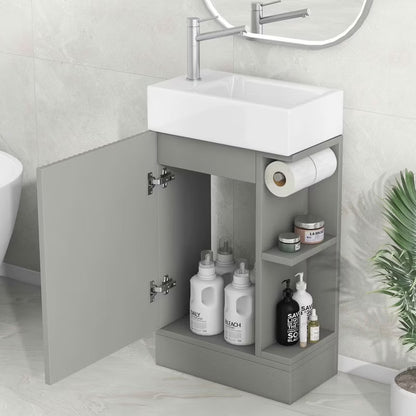 MAYEERTY 18.6" Bathroom Vanity with Sink 2-tier Shelf Left Right Orientation Gray