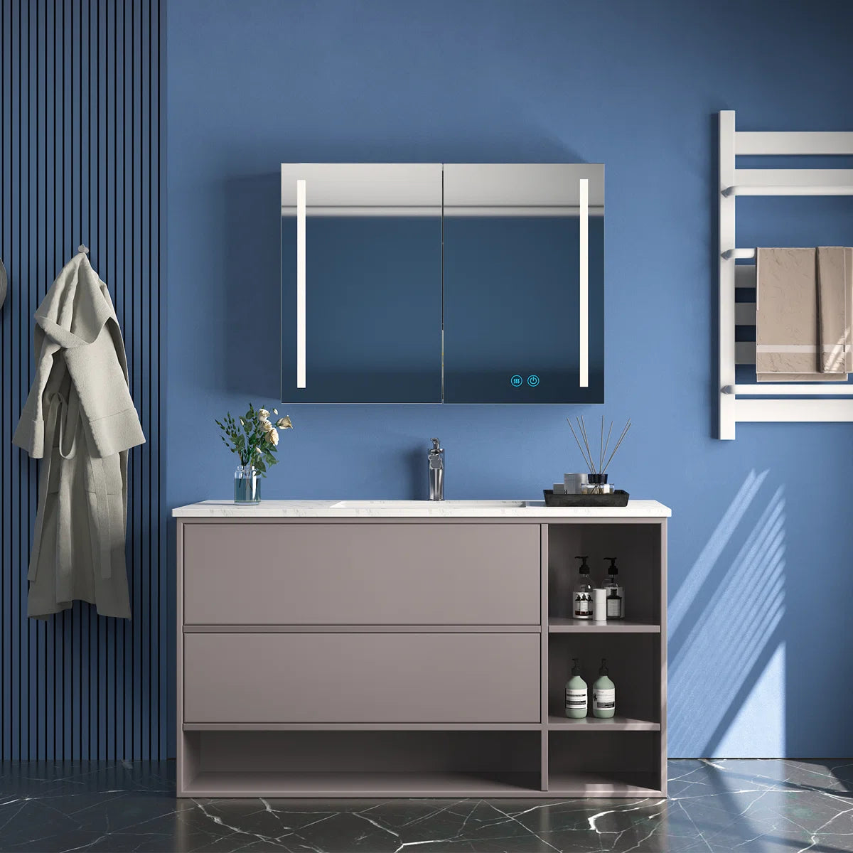 Moberg 31.5'' W 23.6'' H Surface Framed Medicine Cabinet Mirror 3 Fixed By Ivy Bronx  4.4  Rated 4.4 out of 5 stars. 132 Reviews