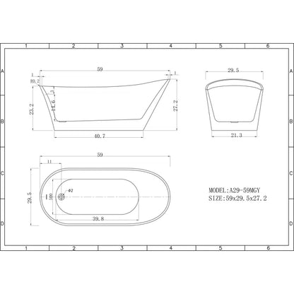 59" x 30" Freestanding Tub Matte Gray Acrylic Freestanding Bathtub Soaking Bath Tub A29 329R-59MGY By SOTUBX  4.5  Rated 4.5 out of 5 stars. 2 Reviews