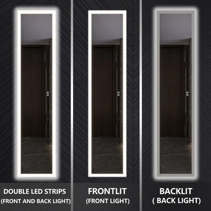 Full-Length LED Mirror Cabinet With Built-In Outlet & USB Smart Medicine Cabinet With Front&Backlit Lights Surface Mount Or Recessed