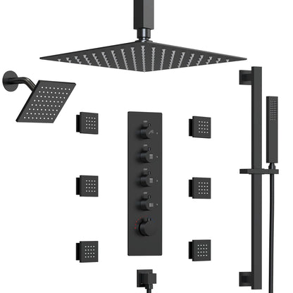 Thermostatic 16" High-Pressure Dual Rainfall Shower System with Handheld Shower And Body Jet SFS-1031-BK16 By EVERSTEIN  4.7  Rated 4.7 out of 5 stars. 139 Reviews