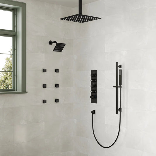 Thermostatic 16" High-Pressure Dual Rainfall Shower System with Handheld Shower And Body Jet SFS-1031-BK16 By EVERSTEIN  4.7  Rated 4.7 out of 5 stars. 139 Reviews