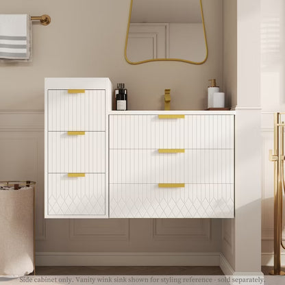 ORRD 12" Wall-Mounted Floating Cabinet with Drawers, Modern Side Storage Unit with Decor Line